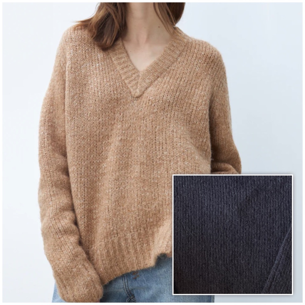 Line The Label Black V-Neck Sweater Small